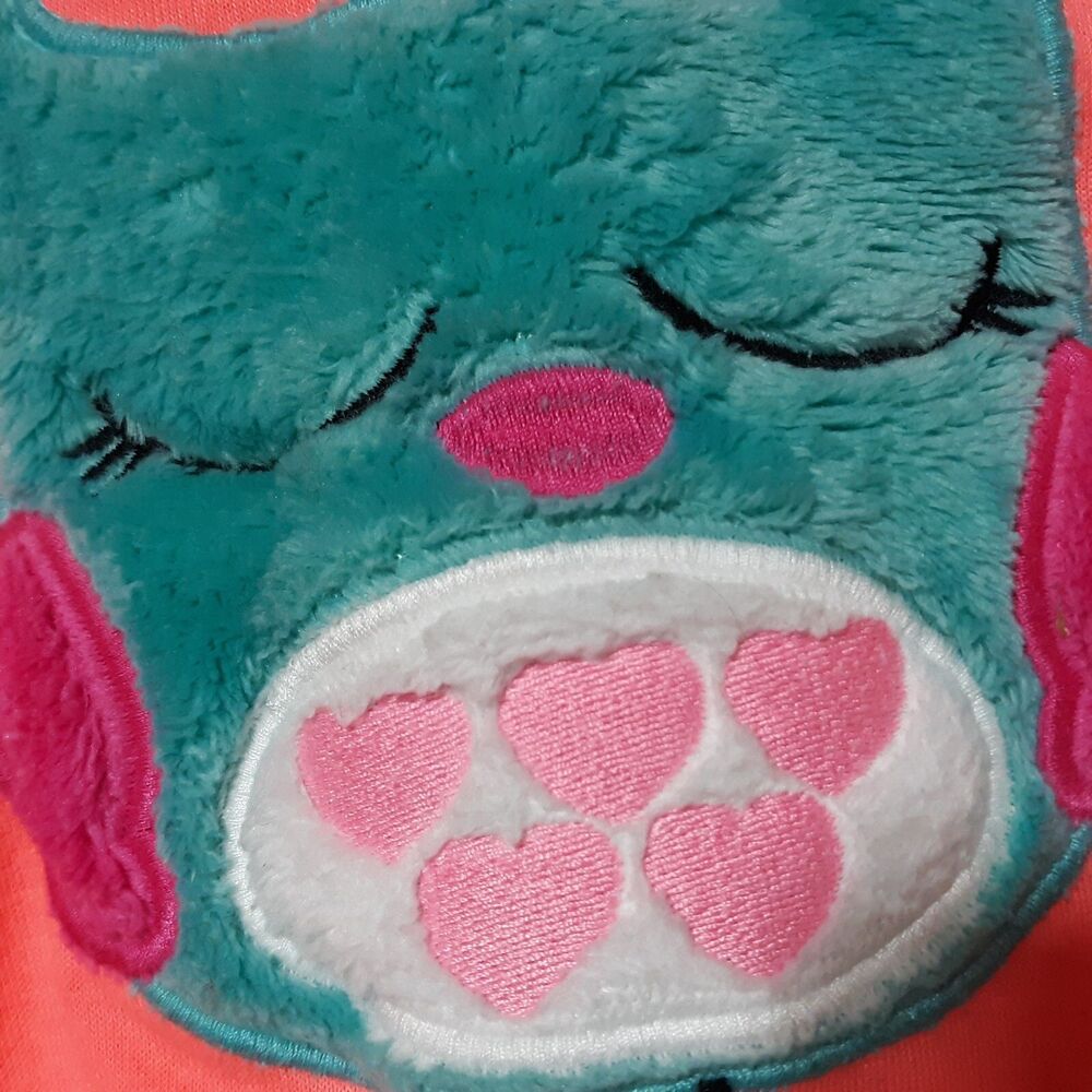 Owl Girls Pajama Top Shirt Medium 7/8 Pink Turquoise Blue Fuzzy Sleepwear Animal - Picture 7 of 9